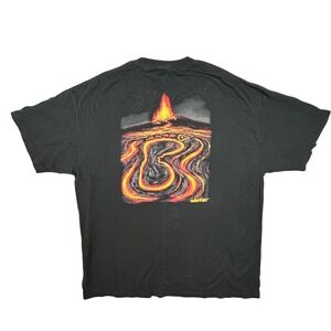 Barefoot League Hawaii Volcano Lava Footprint Graphic T-Shirt Mens 2XL Black